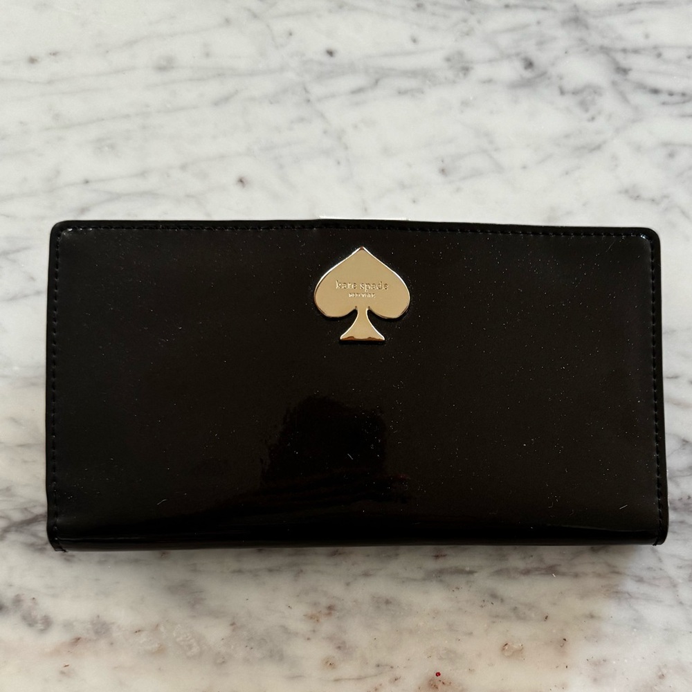 Kate Spade Stacy Black starry Glitter Bug bifold Wallet